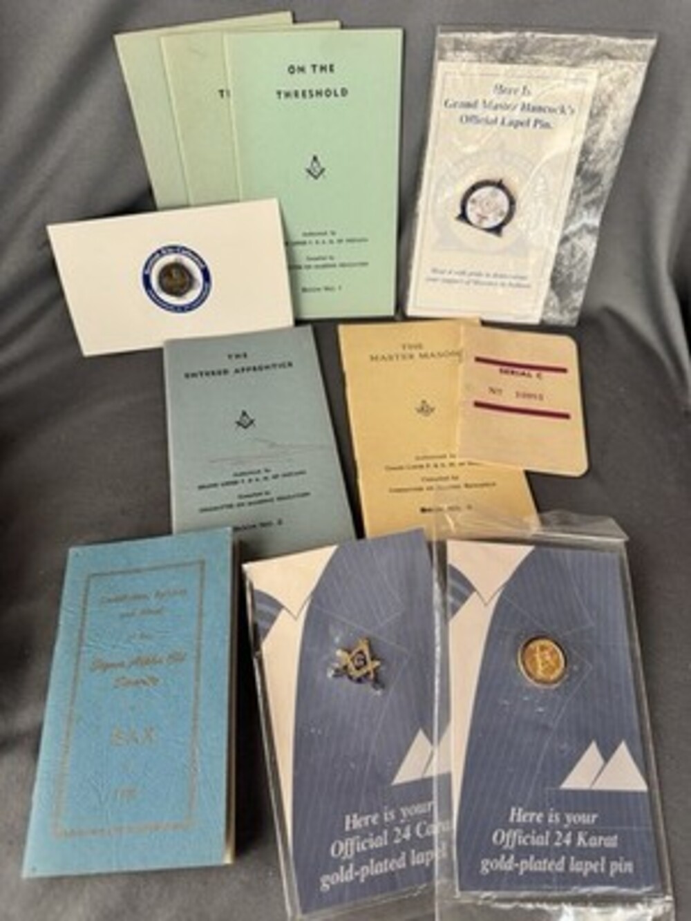 Vintage Masonic Books Pins Lot Indiana Scottish Rite Sigma Alpha Chi 1923